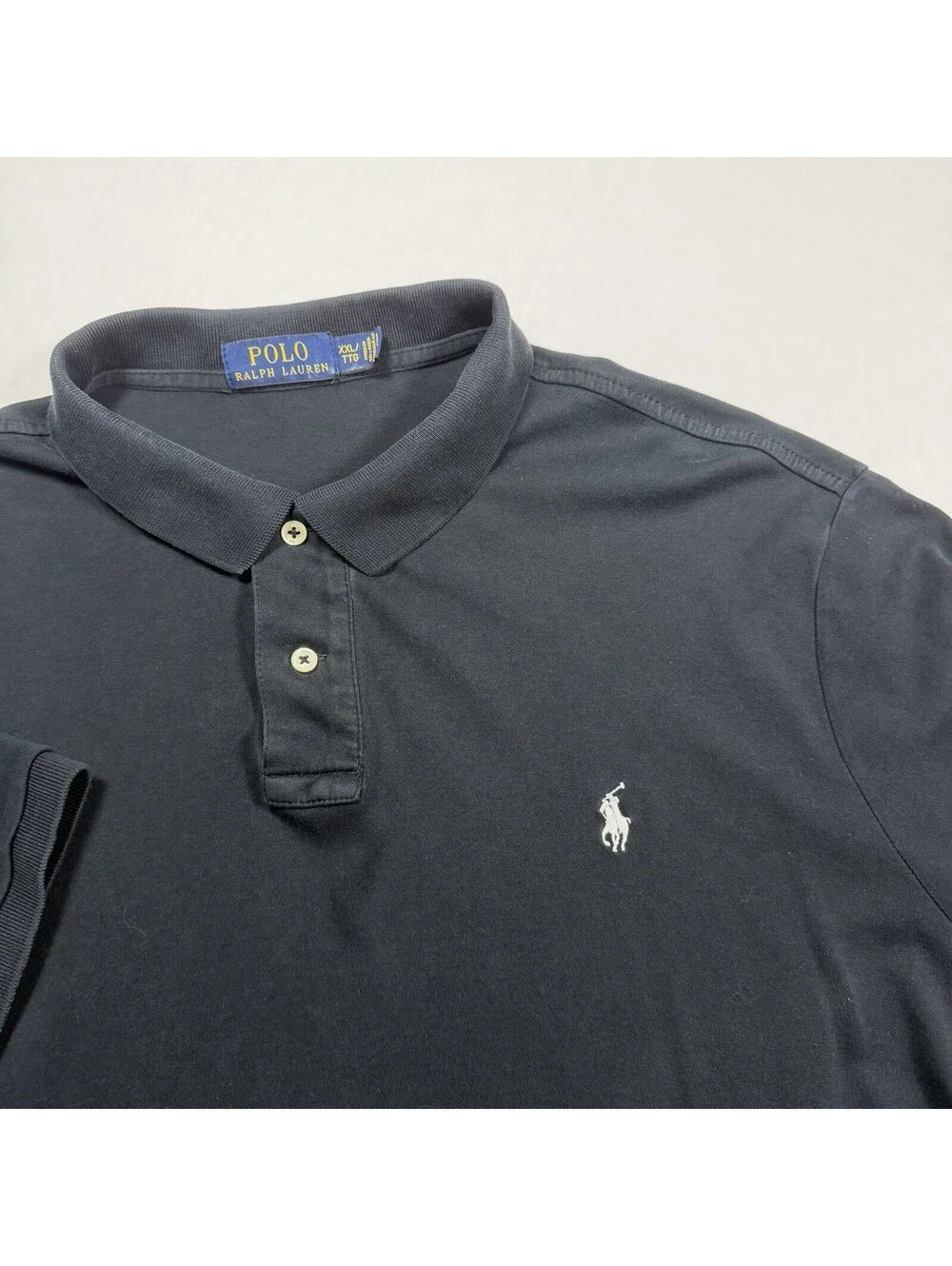Polo Ralph Lauren Men's Black Solid Cotton Polo Shirt 2XL Classic Fit Golf